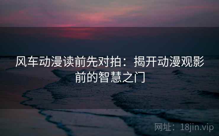 风车动漫读前先对拍：揭开动漫观影前的智慧之门  第2张