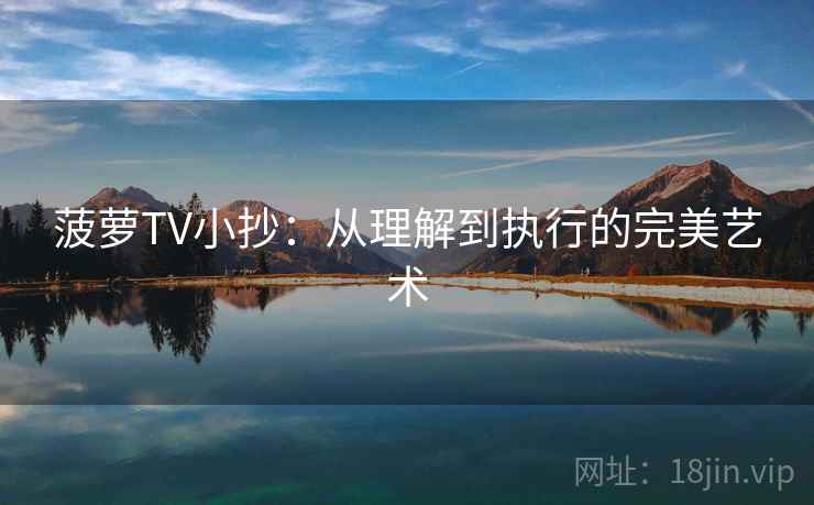 菠萝TV小抄:从理解到执行的完美艺术